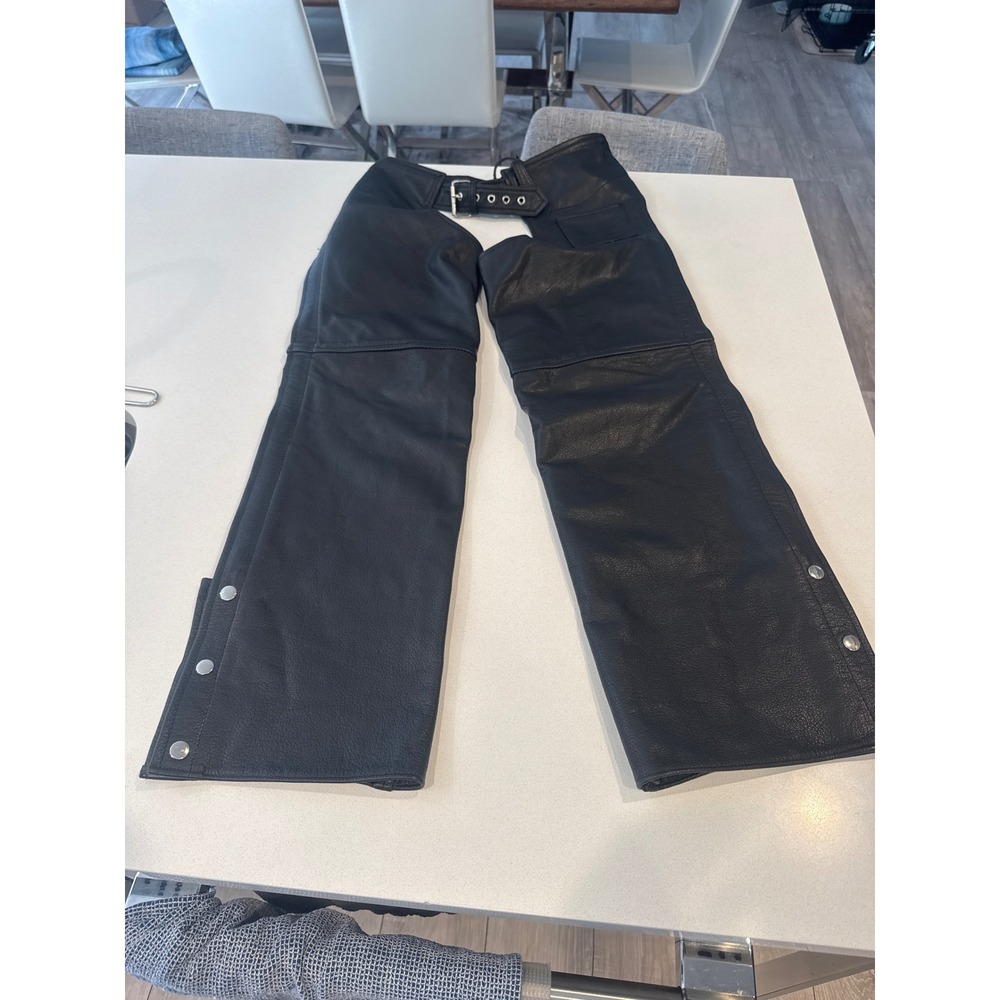 Leather Gallery‎ Black Leather Motorcycle Chaps Small Adjustable